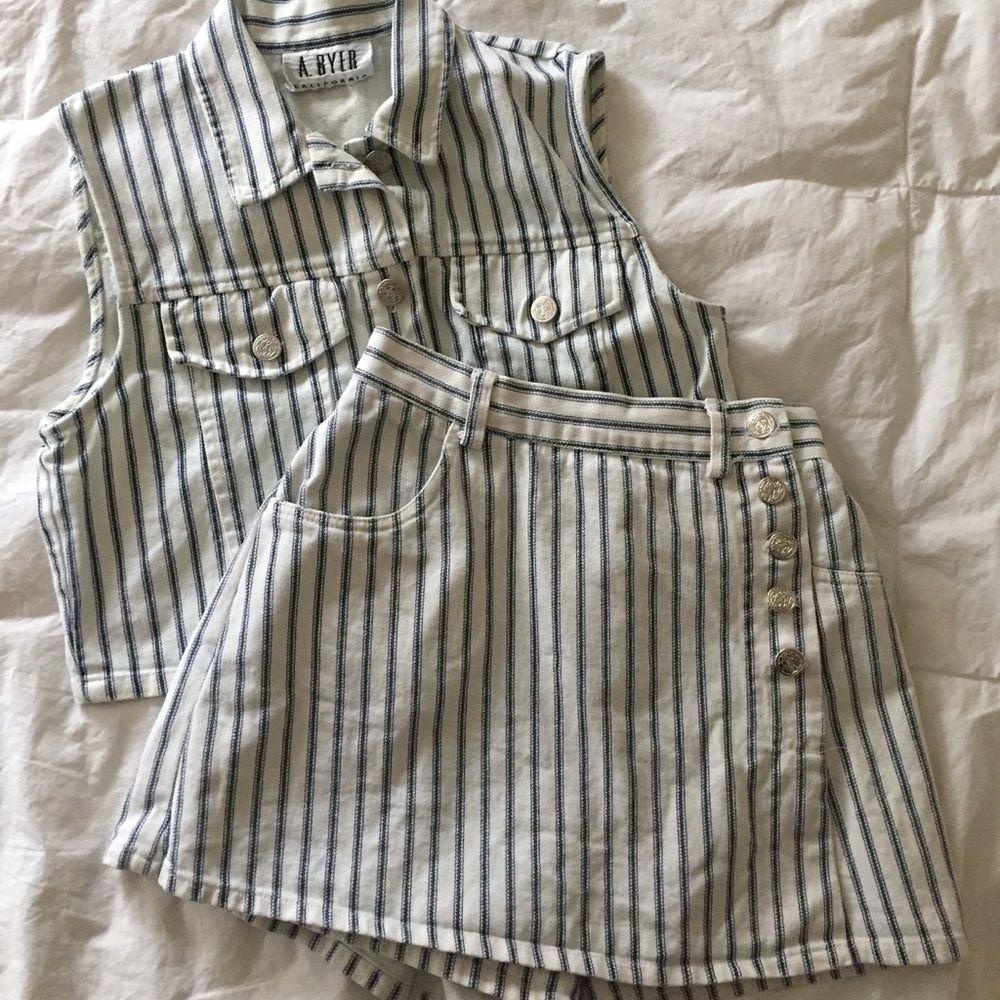 Pinstripe vest and skort set